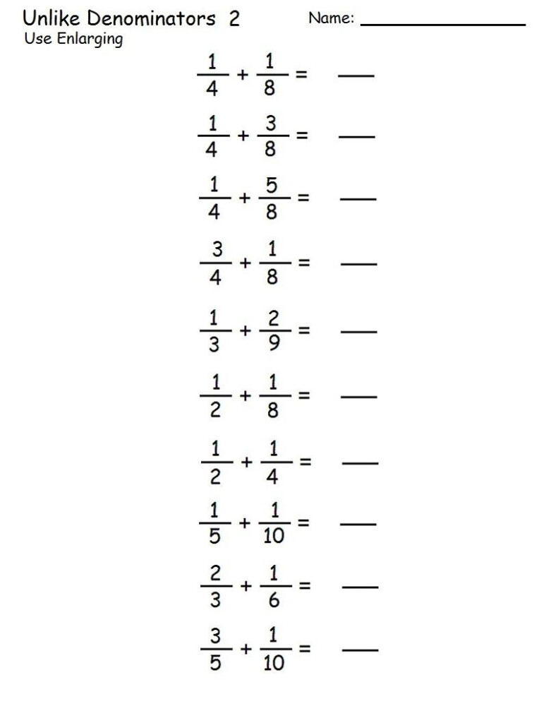Finding Common Denominator Worksheets With Answers
