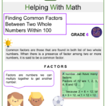 Finding Common Factors Between Two Whole Numbers Within 100