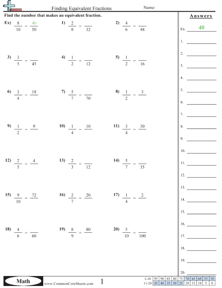 Finding Equivalent Fractions Worksheets 99Worksheets