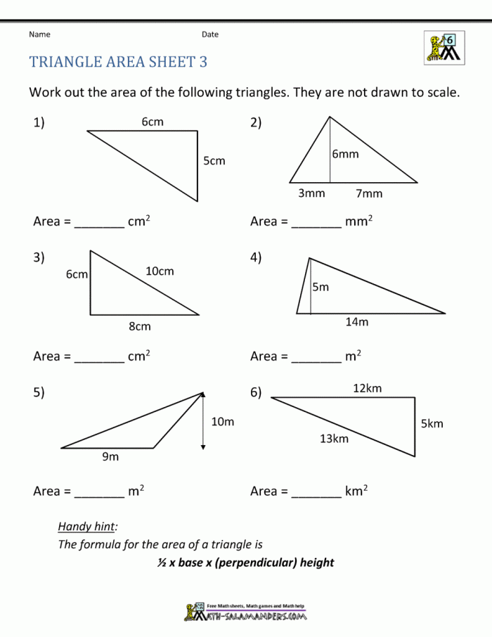 Finding The Area Of A Triangle Worksheets 99Worksheets