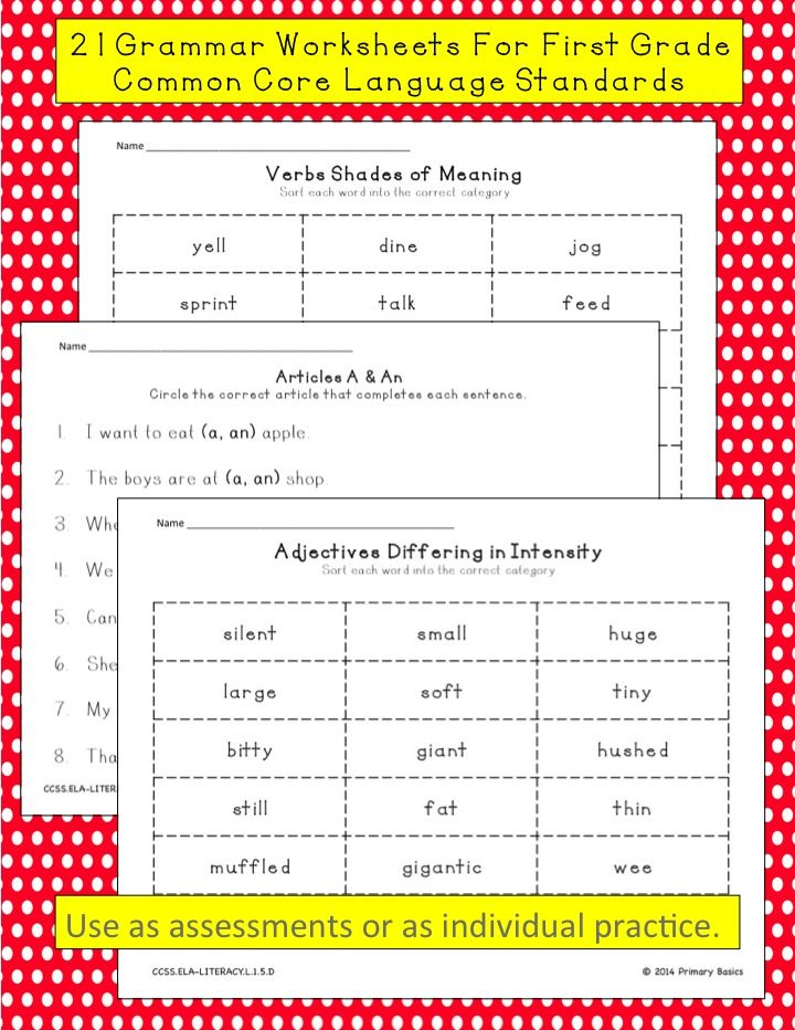 First Grade Common Core Grammar Worksheets Grammar Worksheets First