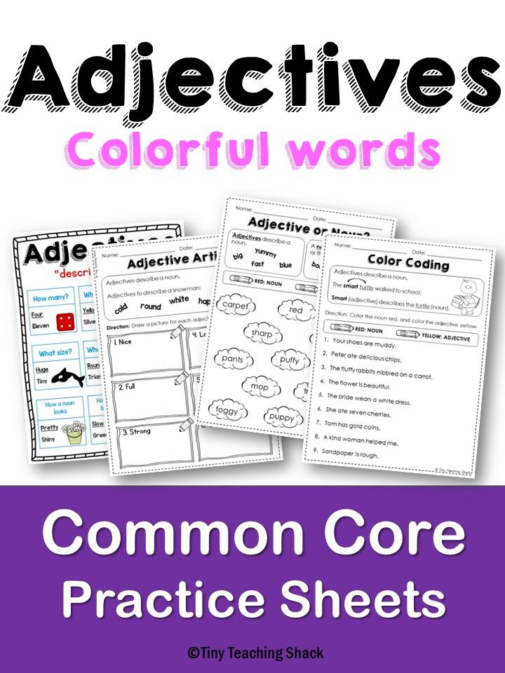 First Grade Common Core Standard L 1 1 F Adjective Colorful Words 