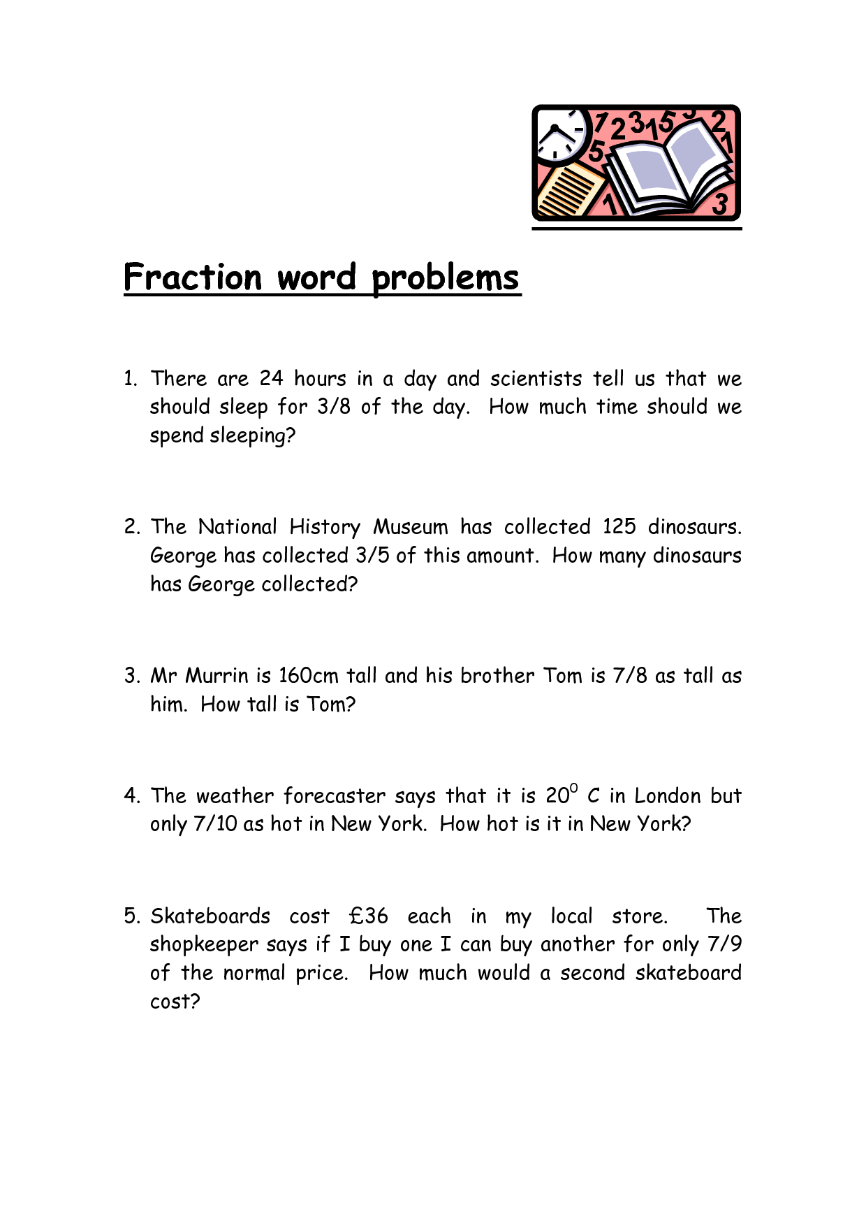 Fraction Word Problems 5th Grade Slideshare