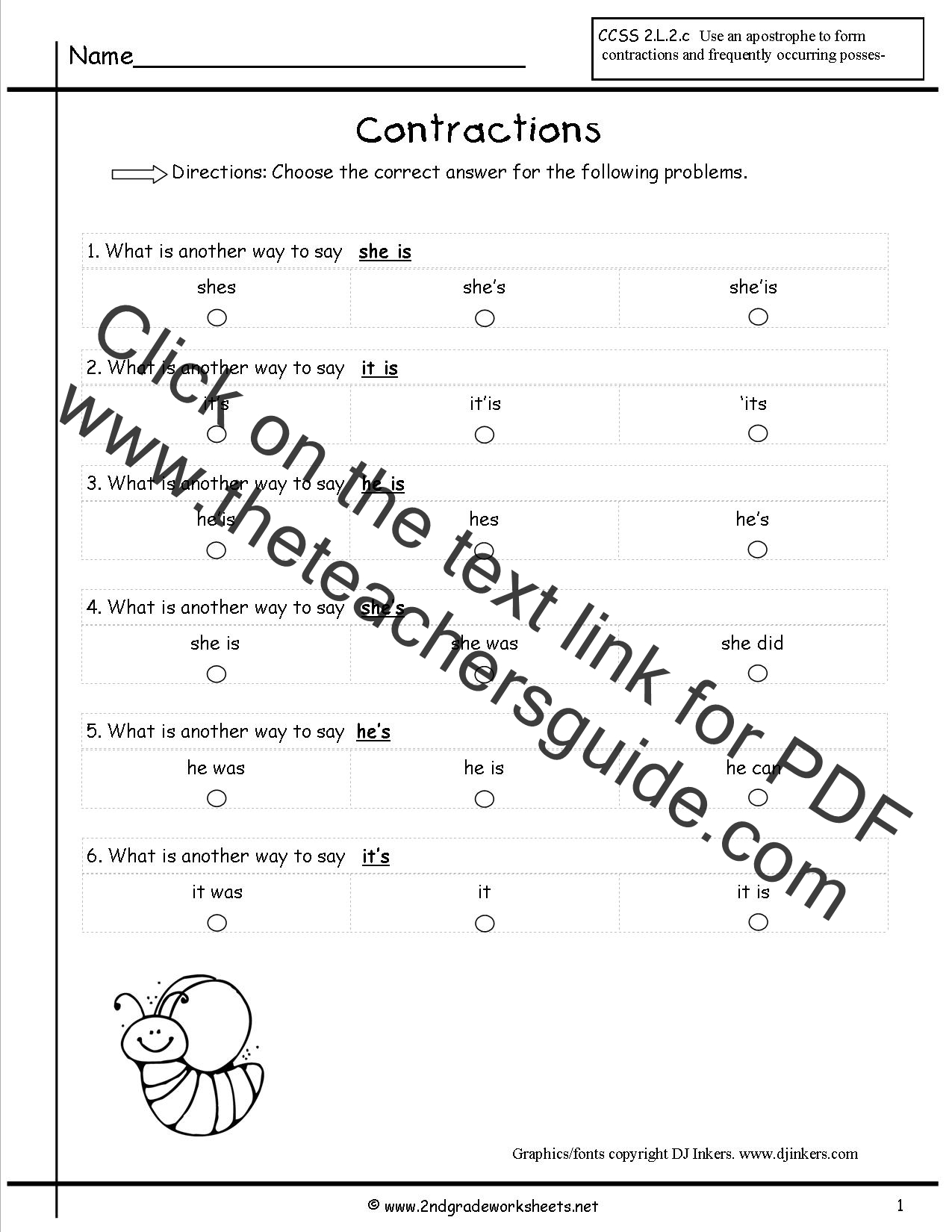 Free Contractions Worksheets And Printouts