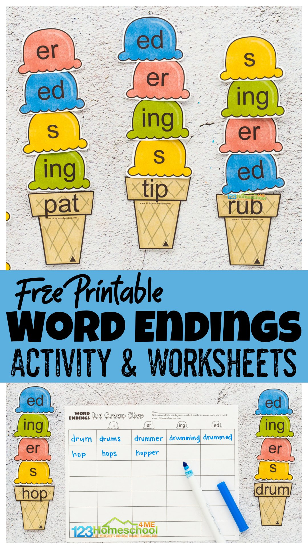  FREE FREE Printable Ice Cream Word Endings Activity And Worksheet