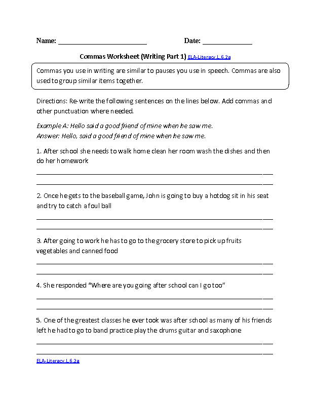 Free Printable 6th Grade English Worksheets Learning How To Read 