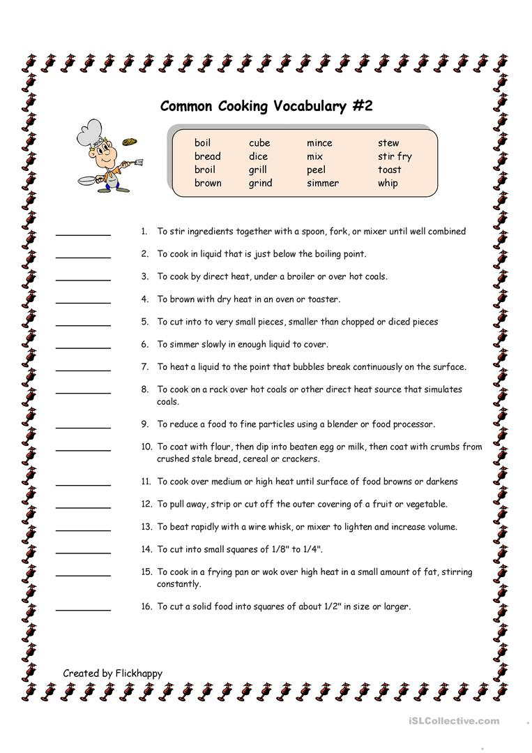 Free Printable Cooking School Worksheet For Kindergarten Free 