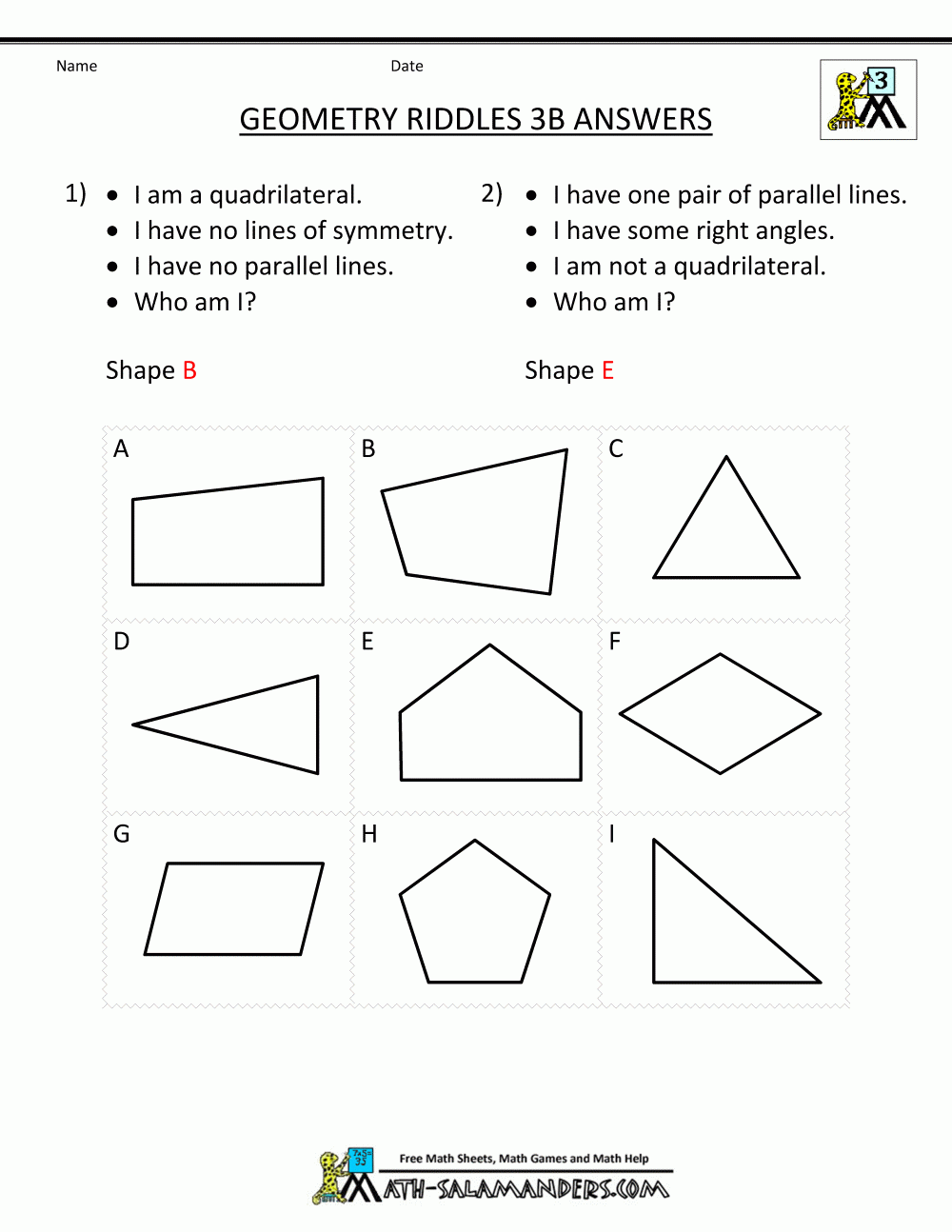Free Printable Geometry Worksheets 3rd Grade Geometry Worksheets 3rd