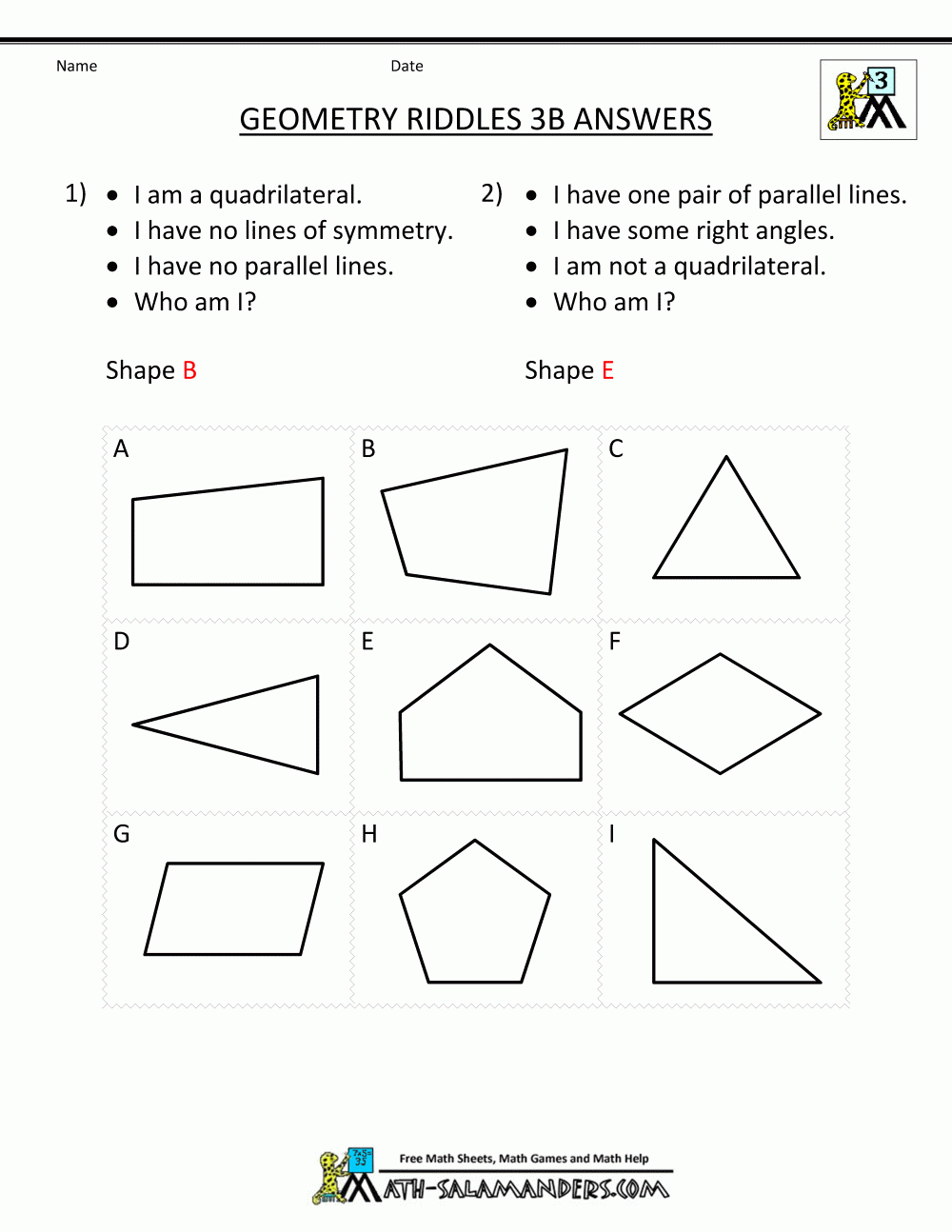 Free Printable Geometry Worksheets 3rd Grade Geometry Worksheets 3rd 