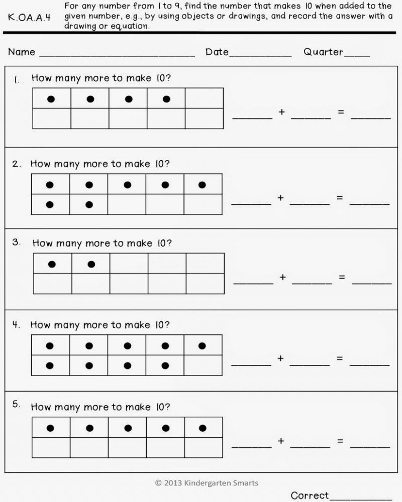 Free Printable Kindergarten Common Core Math Worksheets Math