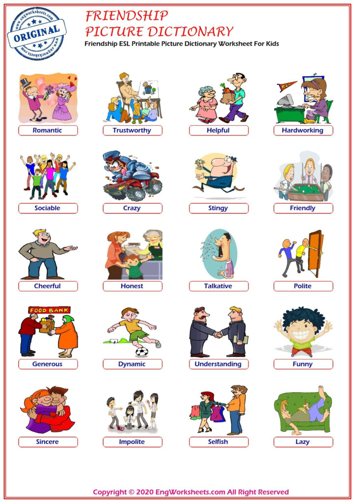 Friendship Printable English ESL Vocabulary Worksheets 1 EngWorksheets