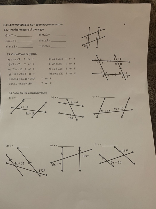 G Co B 6 Worksheet 1 Geometry Common Core Common Core Worksheets