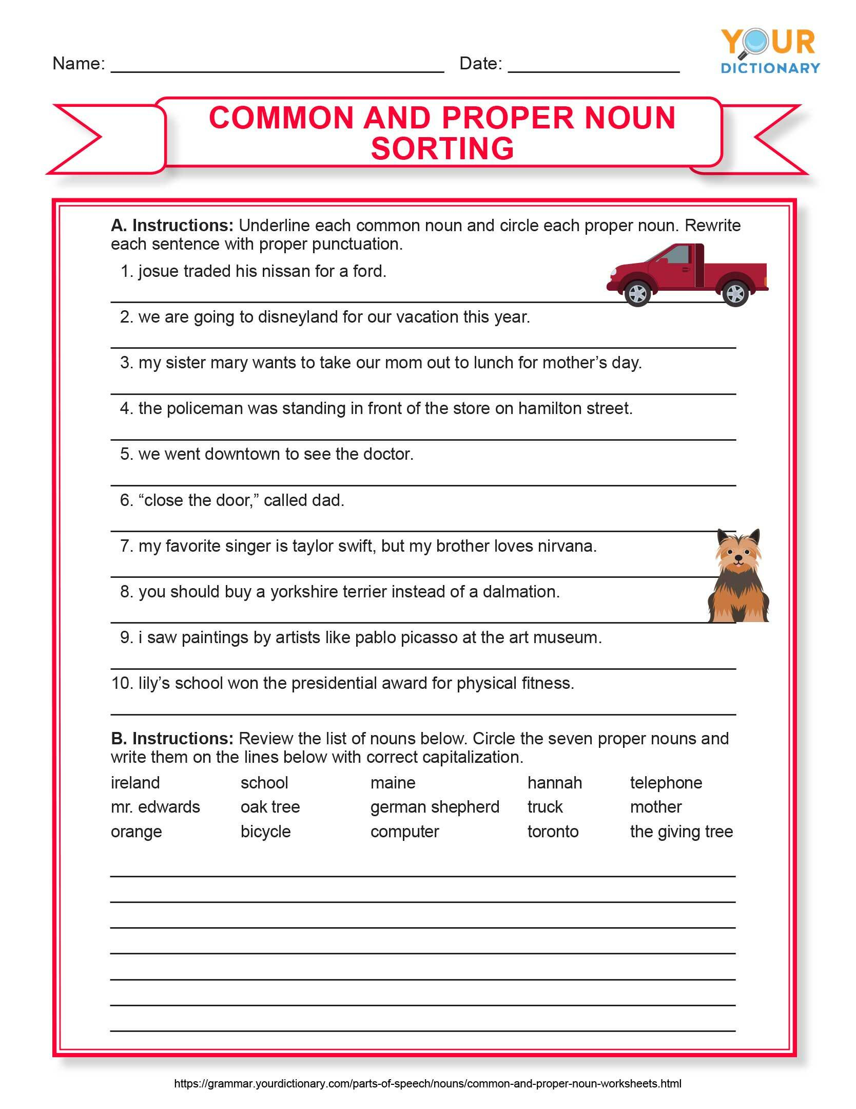 Grade 2 Nouns Worksheets K5 Learning Common And Proper Nouns 