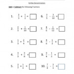 Grade 5 Fractions Worksheet Subtracting Unlike Fractions K5 Learning