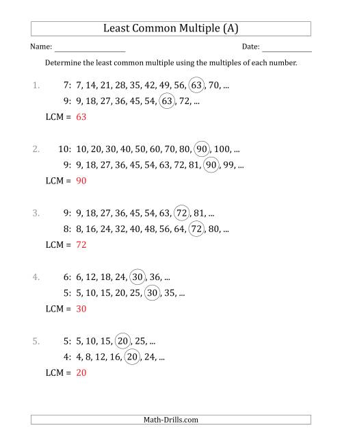 Grade 6 Math Worksheet Least Common Multiple Lcm Of 3 Numbers K5 