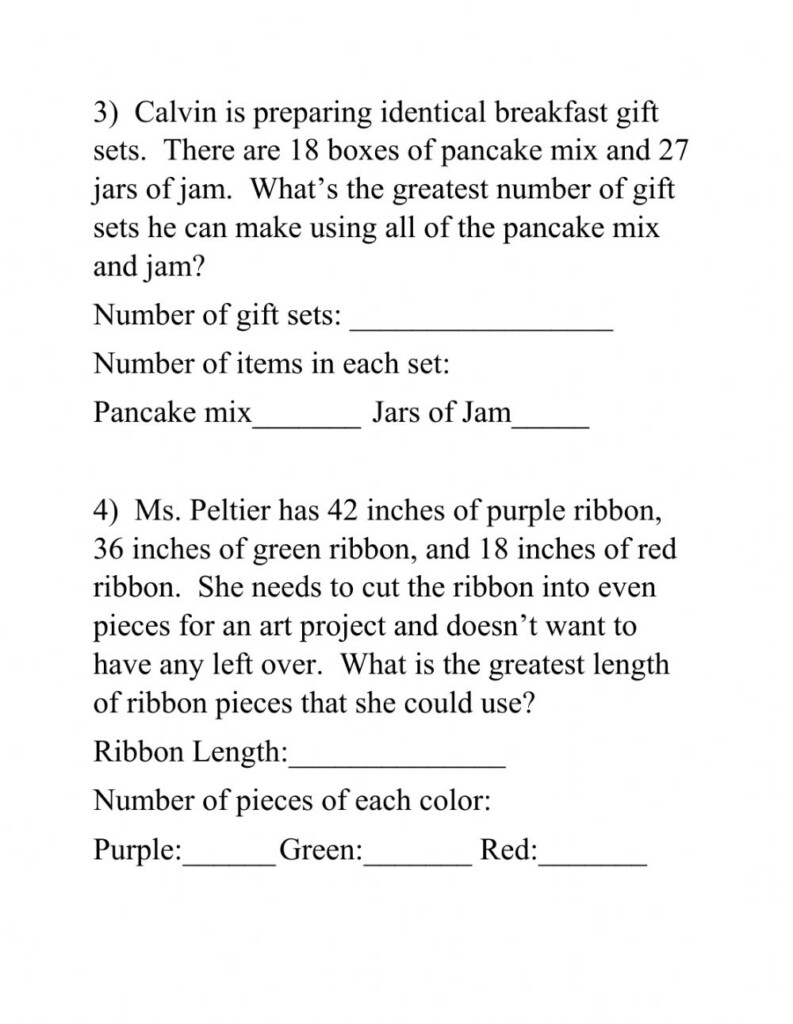 Greatest Common Factor Word Problems Worksheet FactorWorksheets