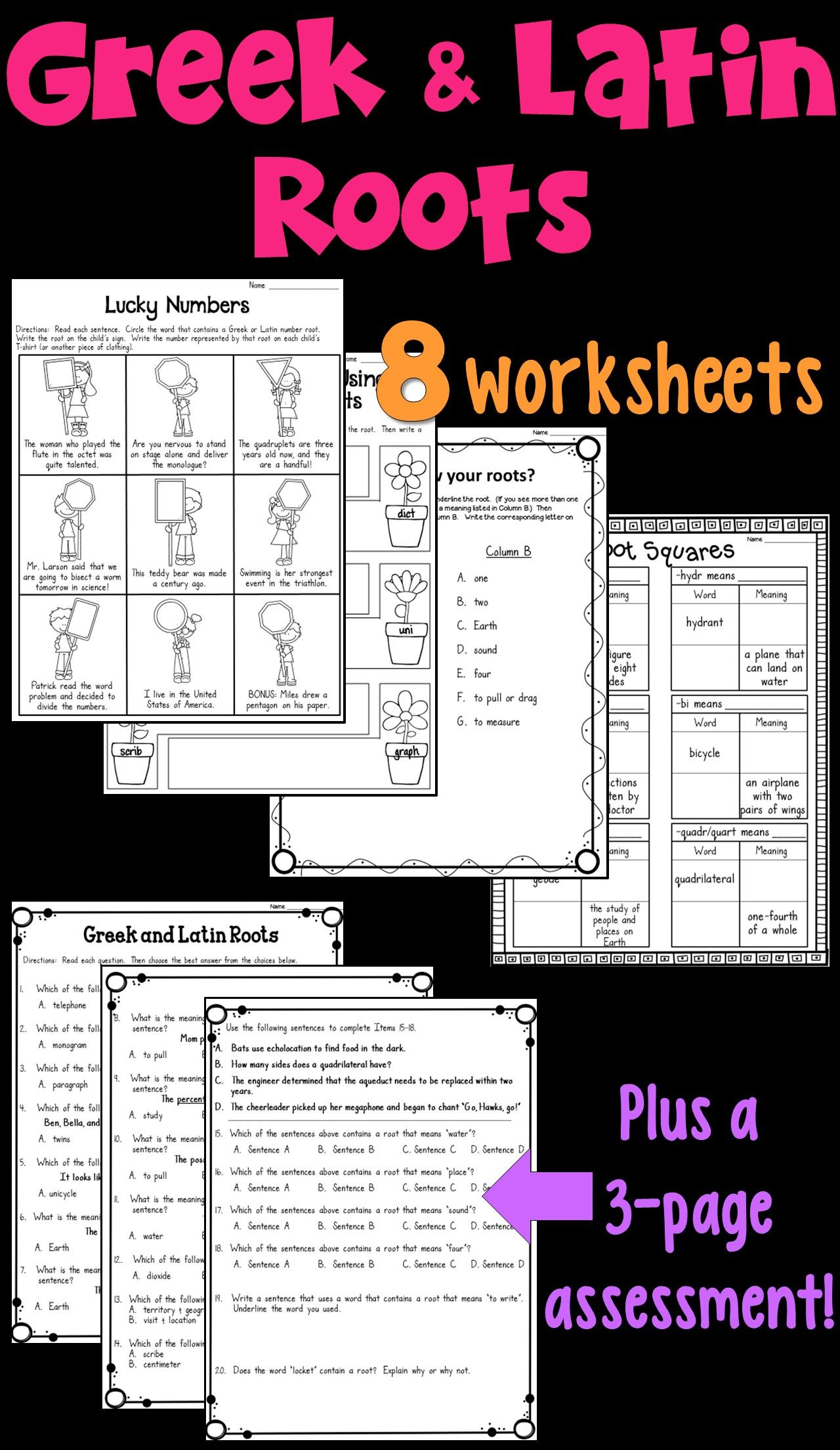 Greek And Latin Roots Worksheets And Assessment PDF And Digital