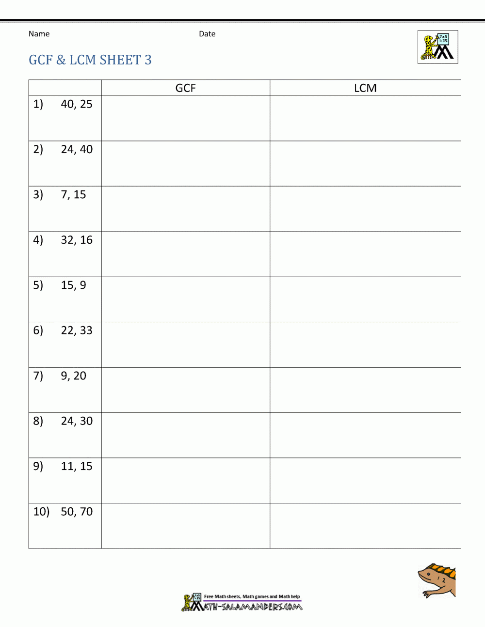 Hcf And Lcm Worksheets With Answers Pdf Free Printable Least Common 