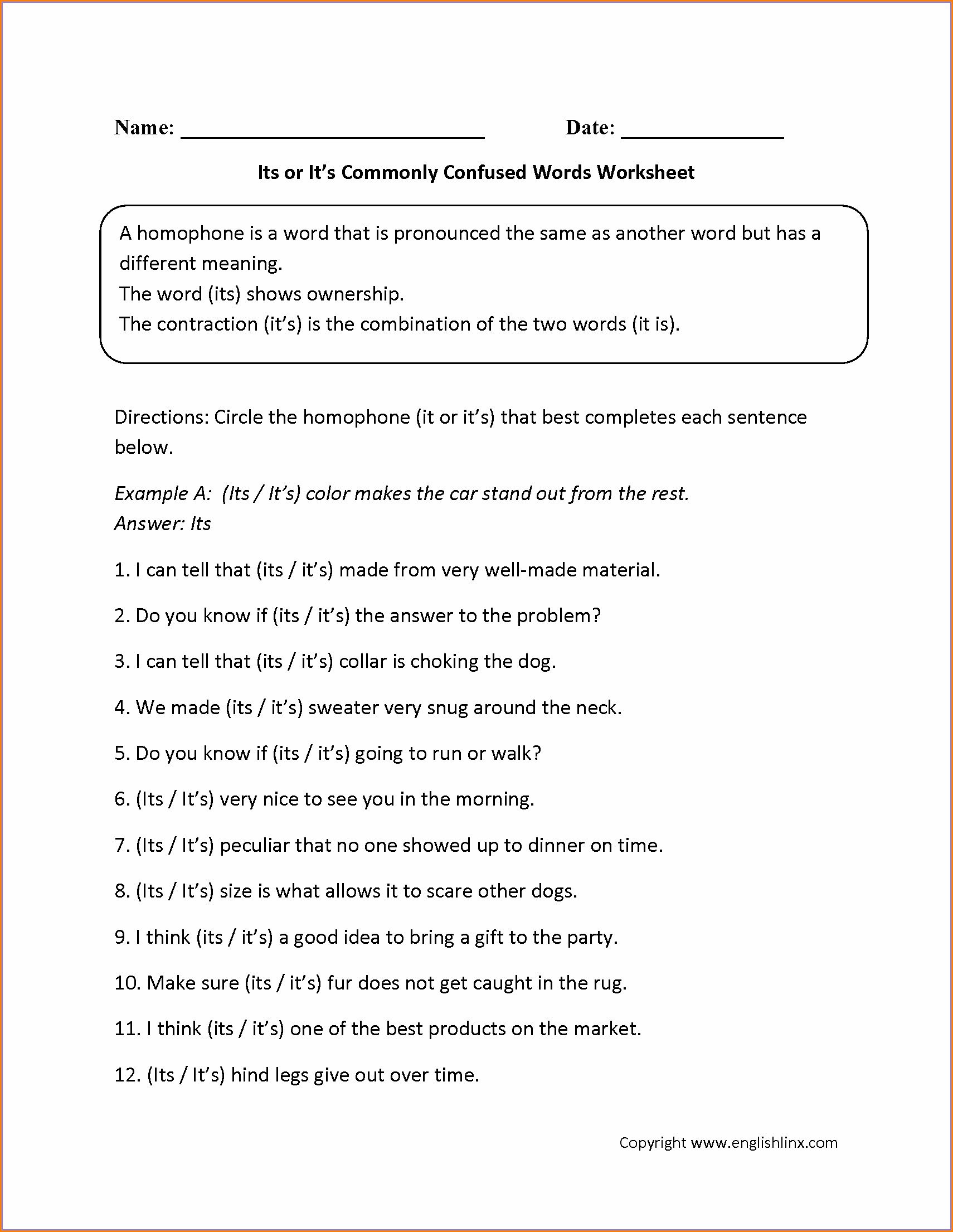 High School Commonly Confused Words Worksheet Worksheet Resume Examples