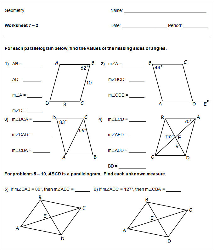 High School Geometry Worksheets Pdf School Worksheets Printable