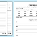 Homonyms Double Meanings Worksheet