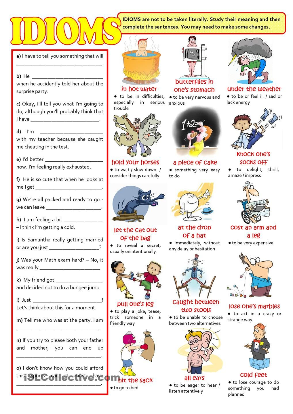 IDIOMS Idioms Activities Teaching Idioms English Idioms