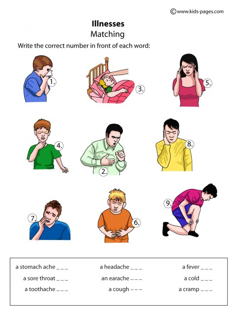 Illnesses Matching Worksheet