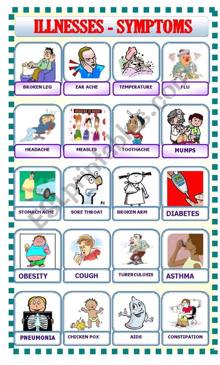 ILLNESSES SYMPTOMS ESL Worksheet By Ascincoquinas Reading 