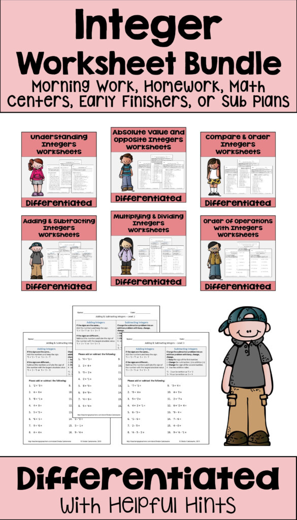 Integers Worksheets With Digital And Printable Worksheets