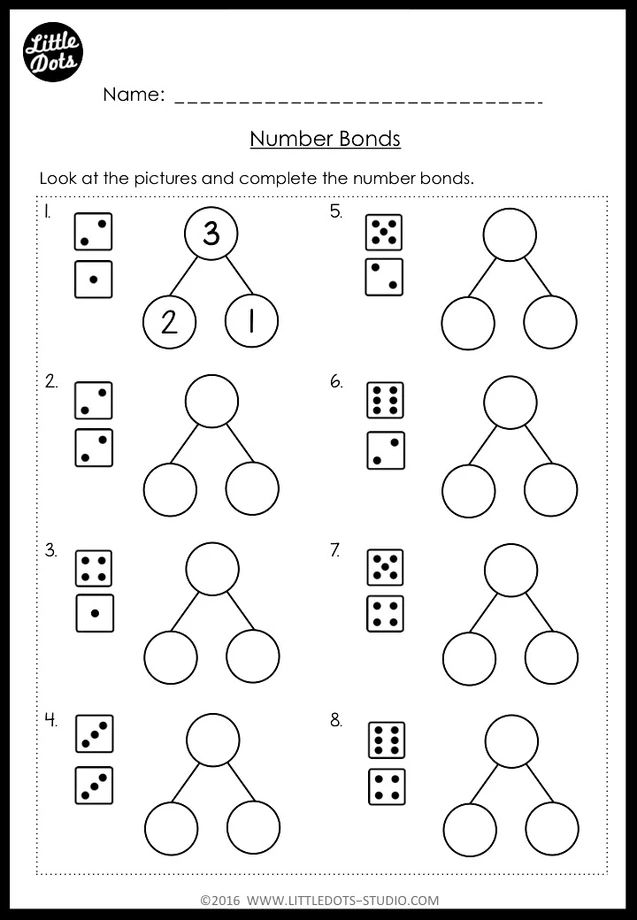 Kindergarten Number Bond Worksheets Printable Kindergarten Worksheets