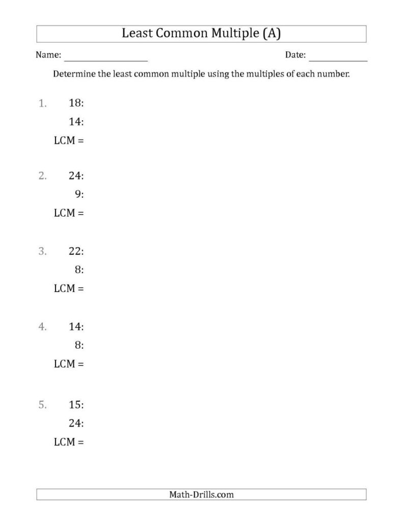 Least Common Denominator Worksheet 5th Grade Thekidsworksheet