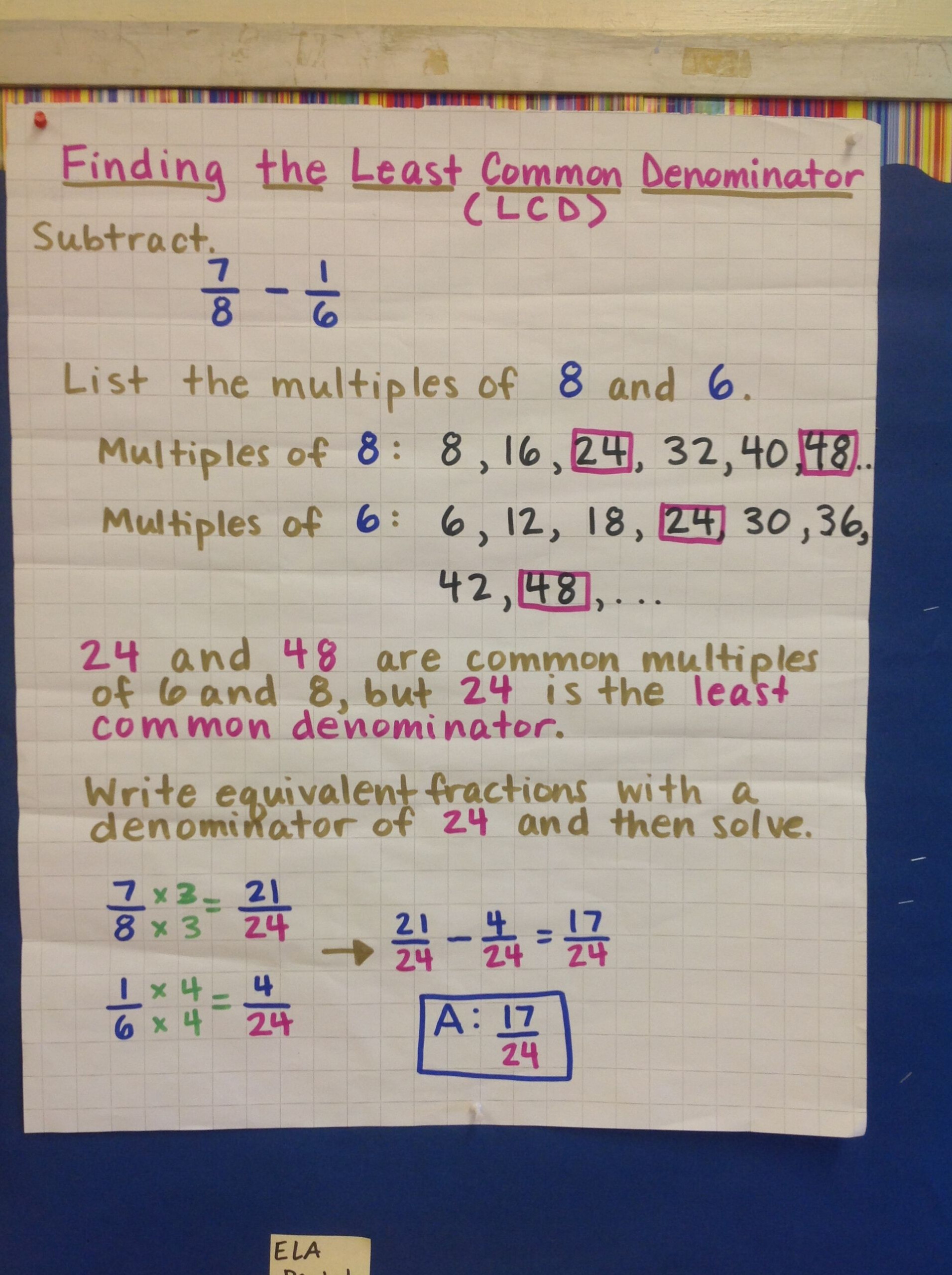 Least Common Denominator Worksheet