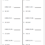 Least Common Multiple Worksheets