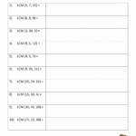 Least Common Multiple Worksheets Page