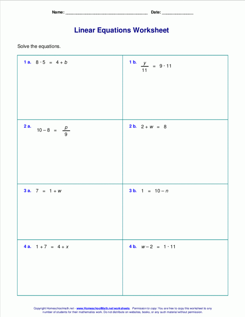 Linear Equations In One Variable Worksheet Pauline Carl s 3rd Grade 