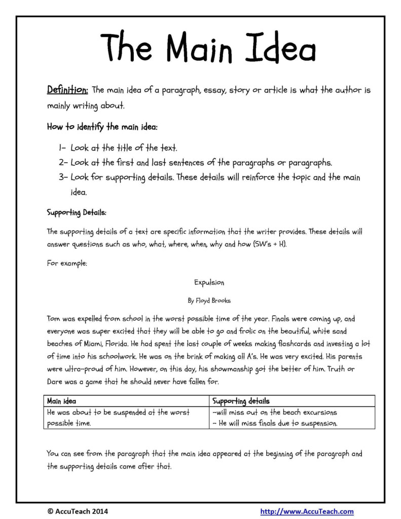 Main Idea Worksheets 3rd Grade Multiple Choice Questions Pdf Cleo Sheets