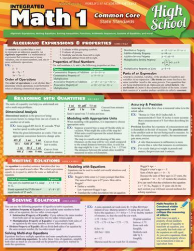 Math 1 Common Core 9Th Grade By Inc BarCharts 2014 Book Other For 