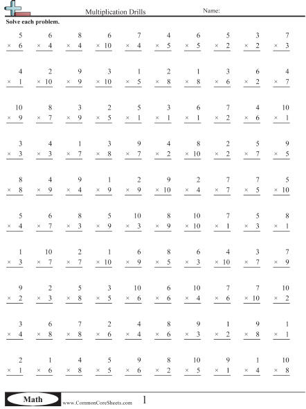 Multiplication Common Core Worksheets Common Core Worksheets