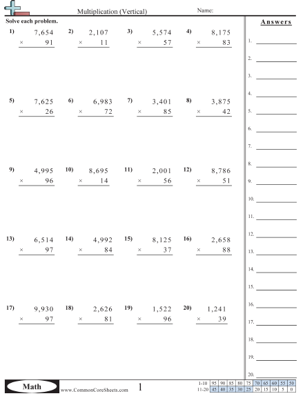 Multiplication Worksheets Free CommonCoreSheets