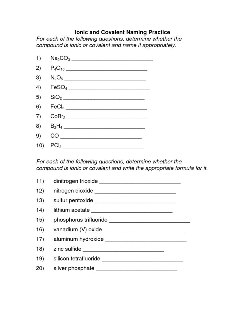 Naming Ionic And Covalent Compounds Worksheet Google Search Hoja De 