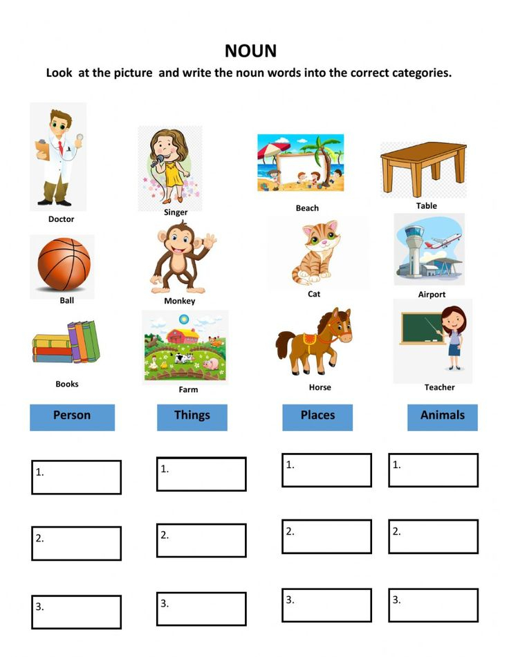 Noun Exercise For Grade 1 Nouns Worksheet Kindergarten Nouns For