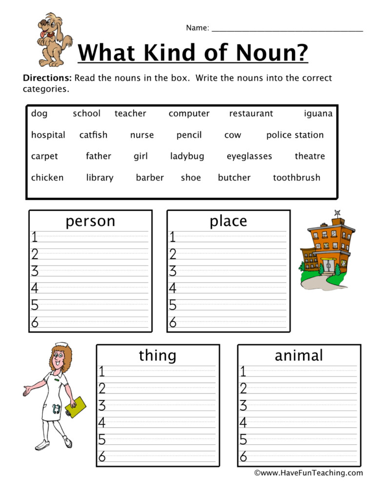 Noun Sorting Worksheet Have Fun Teaching