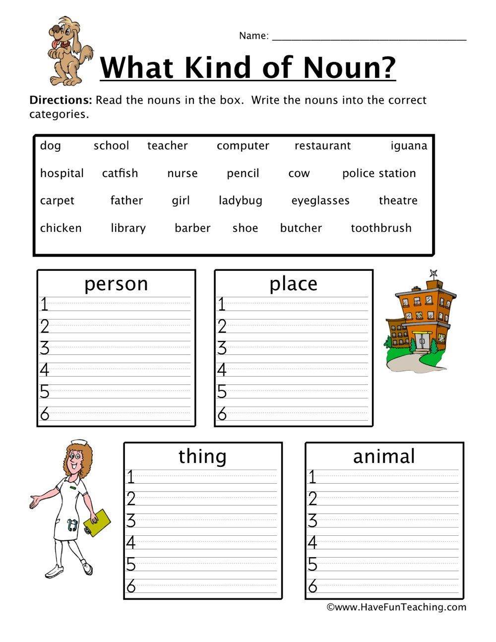 Noun Sorting Worksheet Have Fun Teaching Nouns Worksheet Nouns