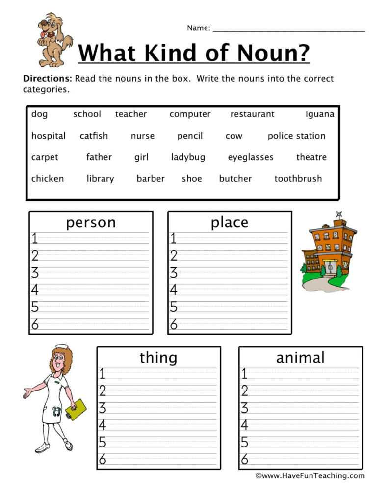 Nouns Fill In The Blanks Worksheets WorksheetsCity