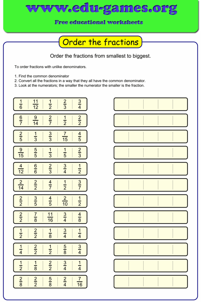 Order Fractions Worksheet Maker Ordering Fractions Fractions 