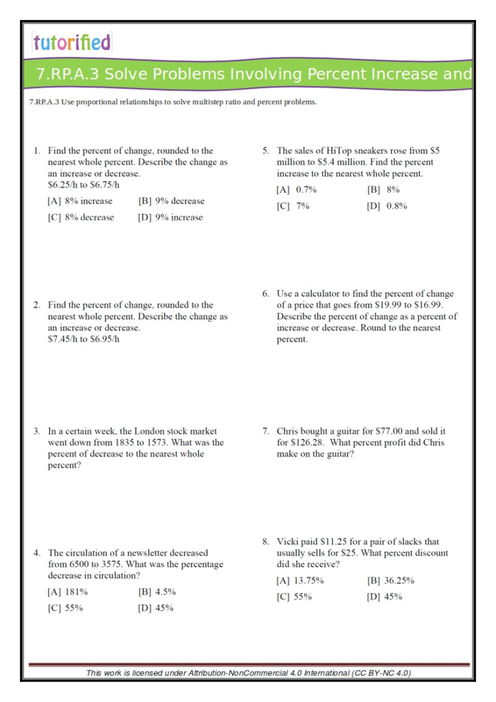 Percent Of Change Worksheet Percent Change Kuta Software Infinite 