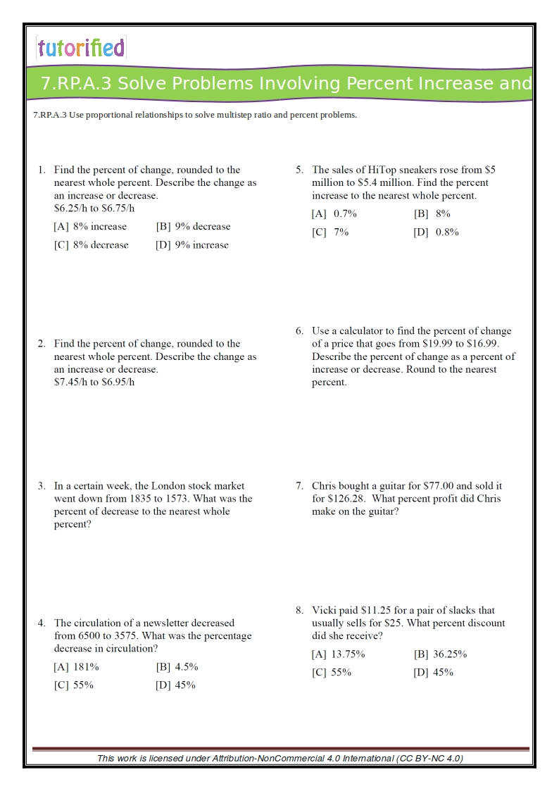 Percent Of Change Worksheet Percent Change Kuta Software Infinite 