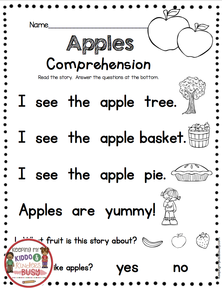 Picture Reading Worksheets For Kindergarten