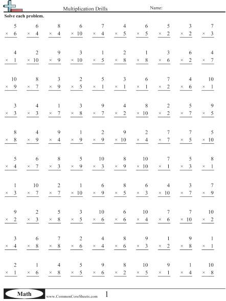 Practice Printable Multiplication 4th Grade Math Worksheets