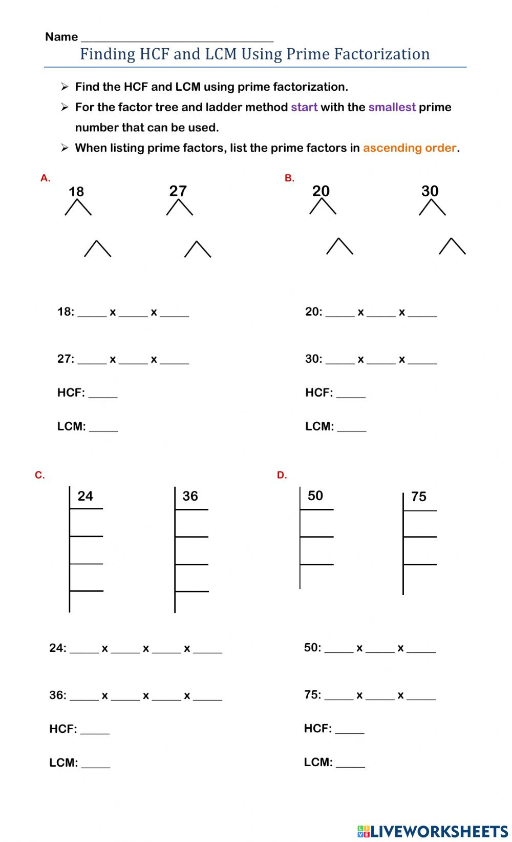 Prime Factorization Worksheet Common Core Common Core Worksheets